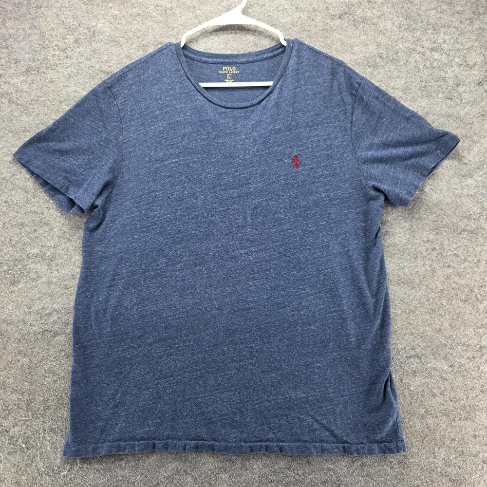 Polo Ralph Lauren Shirt Mens L Blue Short Sleeve Crewneck Tagless Logo